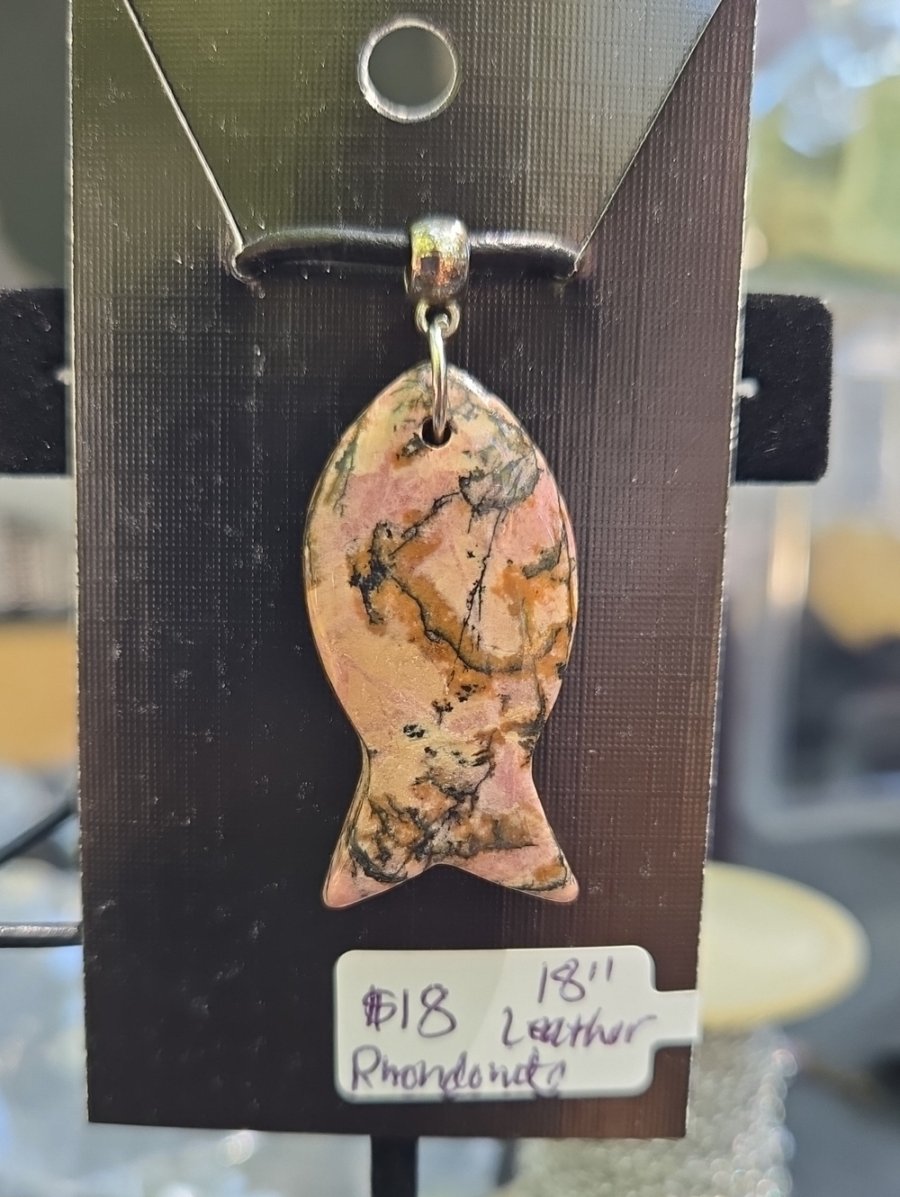 Pink Rhodonite Fish Pendant Necklace - Women Jewelry